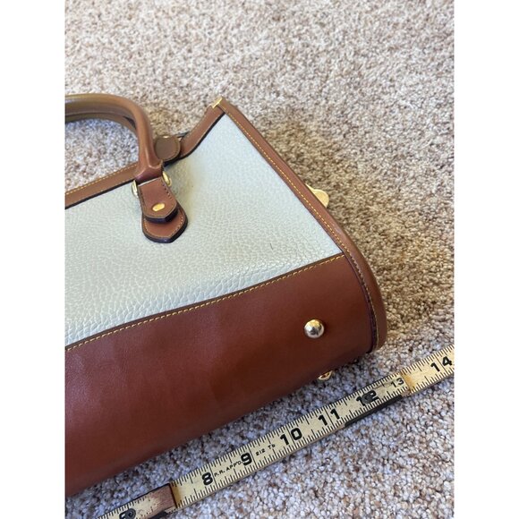 Dooney & Bourke VTG All Weather Satchel Purse Ivory Pebbled Old Money Classic - Picture 14 of 16